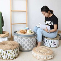 짚풀공예 맷방석 짚공예 수제 의자 쿠션 인테리어 큰, 40X21cm원시 대마 색상