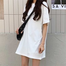 상쾌한 외출 여성 여름옷 레이어드 티셔츠 숏원피스 반팔 박스티 3월~8월 여성의류