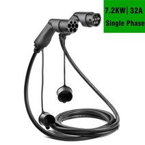 전기차충전기 EV 충전 케이블 32A 22KW 3 상 전기 자동차 코드 충전기 스테이션 유형 2 EVSE 암-수 플러그 IEC 62196, 02 32A-1Phase-7.2KW