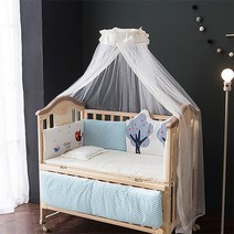 [쁘띠라뺑]도모 아기침대 M+버드트리 침구세트