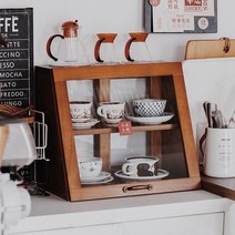 우드 쇼케이스 장식장 고급 월넛 소품 선반장 찻, G