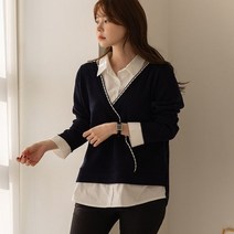 엘리시아 사선 셔츠 긴팔 티셔츠 빅사이즈 여성의류