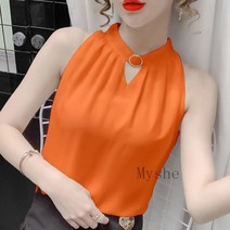 [Myshe]여름 홀터넥 나시 블라우스 여자 시폰 민소매 블라우스 XiaoM01706FEI706SY09