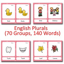 어린이 몬테소리 영어 단어 포켓 플래시 카드 유아 영어 학습 카드 아기 영어 카드, English Plurals