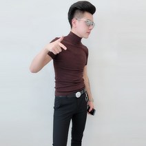 반팔티 슬림 스피릿 젊은남자 순면 코튼 목폴라 2022 봄계절 스키니핏 남성 이너티셔츠 3827683498