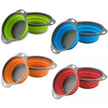 접을 수있는 Colanders 세트 실리콘 주방 과일 야채 광장 바구니 접는 Strainers Sifter Sieve Kichen AccessoriesTools