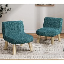 Apnoo 패브릭 원목 등받이 스툴 화장대 보조의자, 2, 푸른 색