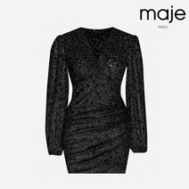 마쥬 렌 퍼프소매 긴팔 미니 블랙 원피스 Maje Reine Mini Black Dress 38사이즈