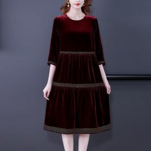 꽃소담 Canary velvet dress ZYZC11702 안티 시즌 대형 실크 골드 벨벳 드레스 여성의 봄과 여름 새로운 느슨한 단색 커버 고기 기질 슬림 롱 스커트