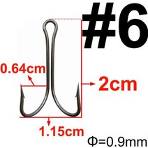 20pcs 더블 낚시 후크 플라이 매는 더블 후크 베이스 weedless 낚시 후크 피쉬 후크 소프트 루어 지그, 사이즈 6