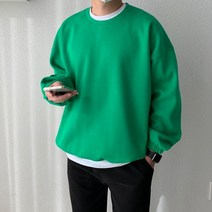 남자 박시한 겨울 기모 합포 원단 오버핏 스트링 맨투맨