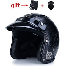 감성 PU 가죽 레트로 오픈 페이스 바이크 오토바이 헬멧 하프 3/4 프레데터 투피스 선물 도트 품질, [01] M, [01] 1