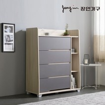 [장인가구] 하디 1000 전도방지 4단 서랍장, 색상:워시그레이