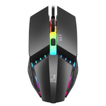 게이밍마우스 게임용 컴퓨터 RYRA 인체 공학적 유선 게이밍 마우스 1600DPI LED 조명 백라이트 광학 USB 컴, 01 Black, 한개옵션1