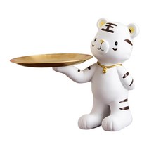 크리 에이 티브 동상 트레이 보관 예술적 공예 조각 수지 장식 동물 입구 복도 사탕 장신구 장식품 사무실, 하얀색