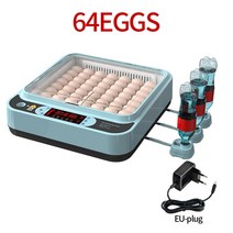 병아리부화기 미니 계란 인큐베이터 64 계란 인큐베이터 자동 뒤집기 닭 부화용 온도 습도 물 추가, 01 EU-plug, 01 EU-plug