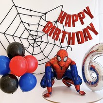 스파이더맨 풍선 세트 어벤져스 생일 파티 용품 가랜드 남아 7살 8살, 스파이더맨풍선풀세트, 실버, 7