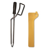 캠핑 숯집게 장작집게 가죽케이스 포함, 옐로우