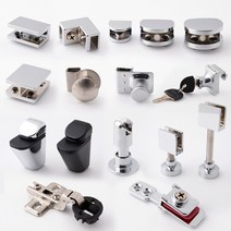 유리브라켓 다보 유리 선반 부스발 욕실 샤워부스 받침대 파티션부속 모음, A-12.샤워부스 유리&유리 경첩