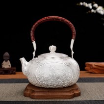 은주전자 실버 주전자 순수 999 손으로 조각 한 가정용 차 세트, 01 About 780G_01 1200ML