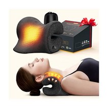 통증 완화를 위한 Famedio 3s 가열식 목 들것 자기 치료 케이스/그래핀 가열 패드 경추 목 견인 베개 장치 냄새 없음 TMJ 편두통 척추 정렬을 위한 목 및 어깨 이완, Black