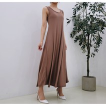 4컬러 여름 촉촉 레이온 민소매 A라인 플레어 롱원피스