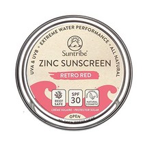 Suntribe 유기농 선크림 - 페이스 & 스포츠 SPF 30 100% 아연 리프 세이프 3~4가지 성분 30ml 틴티드, Retro red