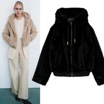 ZARA 루즈핏 오버핏 에코 인조 퍼 후리스 집업 후드 자켓 2color