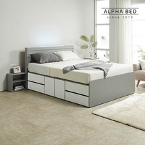 어셈블 LED 멀티 수납 슈퍼싱글 침대+천연라텍스매트리스(배송비 별도), 월넛/B타입/커버A