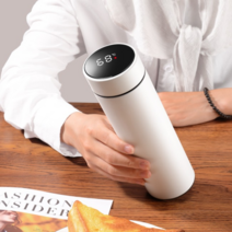 스마트 LED 온도표시 터치 4중 보온병 460ml 보온 보냉 텀블러, 블랙