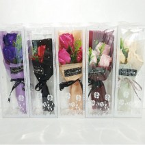 이든 향기가득 장미 비누꽃 꽃다발(3송이+포장+플라워박스) 꽃바구니 성년의날 생일 이벤트, 장미레드