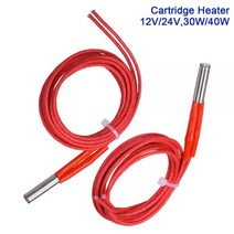 3D 프린터 부품 카트리지 히터 12V 24V 40W 30W 6x20 Reprap 케이블 100cm J 헤드 핫 엔드 V6 MK8 PT100 히트 블록, 02 2PCS_02 24V 40W