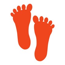 오피스왕국 발자국 발바닥 바닥 foot6 그래픽 스티커, 오렌지