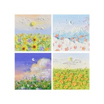 꽃밭 풍경 일러스트 입체느낌 다꾸 정사각 붙이는 접착 점착식 다이어리 메모지, 02 : 눈오는산