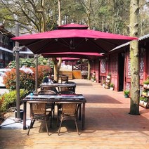 대형파라솔 테라스 파라솔 테라스파라솔 발코니 업소용 편의점 야외용 횡단보도 정원용 가든, 사각 더블/3m /물탱크 포함/베이지