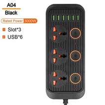 범용 콘센트 전원 스트립 Multiprise 스마트 홈 연장 전기 소켓 코드 USB AC 별도 제어 충전기 어댑터, 미국 플러그+A04 Black