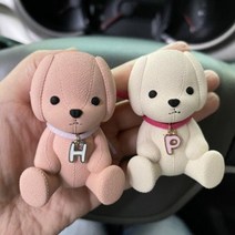 차량용 강아지 이니셜 석고 자동차 방향제, 핑크, 필기체, 클린코튼, 1개