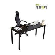 에프앤디 TS 04-W1500 강화유리 책상 사무용책상, 블랙/블랙