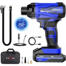타이어 공기주입기 펌프 차량용에어콤프레샤 시가잭에어펌프 2000mah x3 배터리 공기 압축기 handheld 12v electric air pump for car 오토바이, 파란 공기 펌프