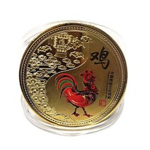 외국동전 희귀주화 수집 금화 컬렉션 기념 선물 12 조디악 금 도금 소장용 동전 행운을 위한 풍수 호랑이 드래곤 토끼 말 동물 새해, [34] style 3 chicken