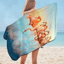 침구 류 플라밍고 목욕 타올 동물의 새 마이크로 화이버 비치 타월 여성용 열대 직사각형 핑크 요가 매트 75x150cm toalla, 플라밍고5, 75cmx150cm, 플라밍고5