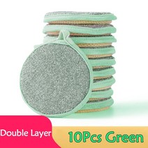 양면 식기 세척 스폰지 팬 냄비 5 10 개 접시 가정용 청소 도구 주방 브러쉬, 10Pcs Green