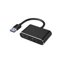 USB 3.0 듀얼 HDMI 호환 어댑터 모니터 디스플레이 Windows 7/8/8.1/10, [01] Black