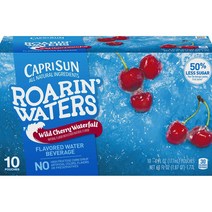 Capri Sun Roarin Waters Wild Cherry 카프리썬 로린 워터 와일드 체리 10개입 60oz(1.77L), 개