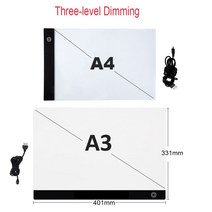 드로잉 패드 LED 드로잉보드 그림그리기 라이트박스 A3a4a5 다이아몬드 페인팅 도구 accessoires에 대한 3 레벨 디 밍이 가능한 led 라이트 보드 트레이싱 라이트, 작은 스탠드.클립
