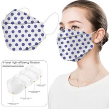 10PCS 성인 폴카 도트 인쇄 일회용 얼굴 마스크 물고기 모양의 Meltblown 헝겊 3d 보호 Earloop 붕대 Masques, 05 E