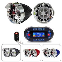 오토바이 오디오 무선 블루투스 스피커 디스플레이 DC12V 30W 지원 블루투스 핸즈프리 TF 카드 FM 라디오 전화 충전, 01=black