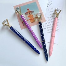 다왕 --vPA003 투명 다이아 포인트 점박이 볼펜 (블랙+블루+퍼플+핑크), 블랙+블루+퍼플+핑크