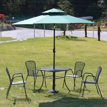 가구로드 사각망80/120 세트 2인 4인 야외테이블세트 카페 테라스 펜션 리조트 테이블 의자 세트, 사각망80 4인세트-알루미늄파라솔270-커피