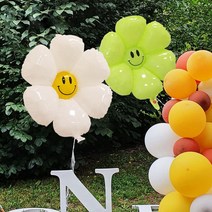 파티 이벤트 기념일 플라워 스마일 풍선 소형, 핑크